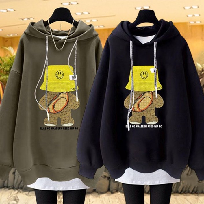 귀여운 여성후드티 레이어드 기모후드티 맨투맨 무지 도톰 커플 기모티셔츠 후디