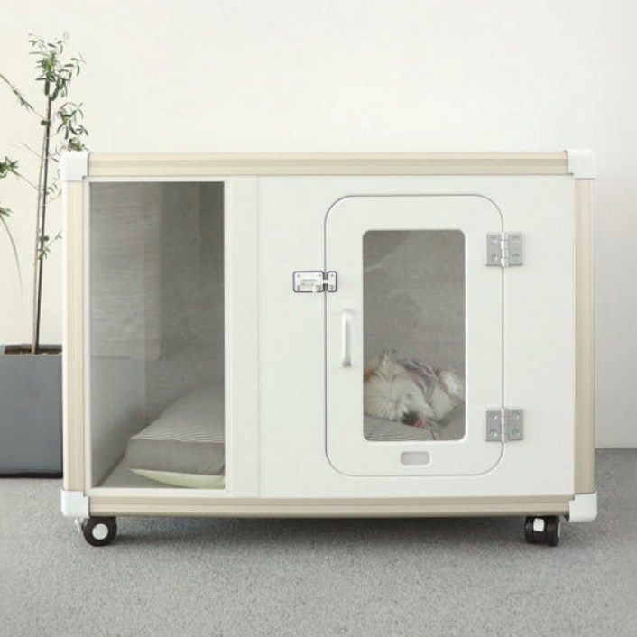 강아지방음부스 테일로디 케어펫 뮤트 스퀘어 반려동물을 위한 쾌적하고 아늑한 방음하우스, 1개, 화이트&샴페인 골드