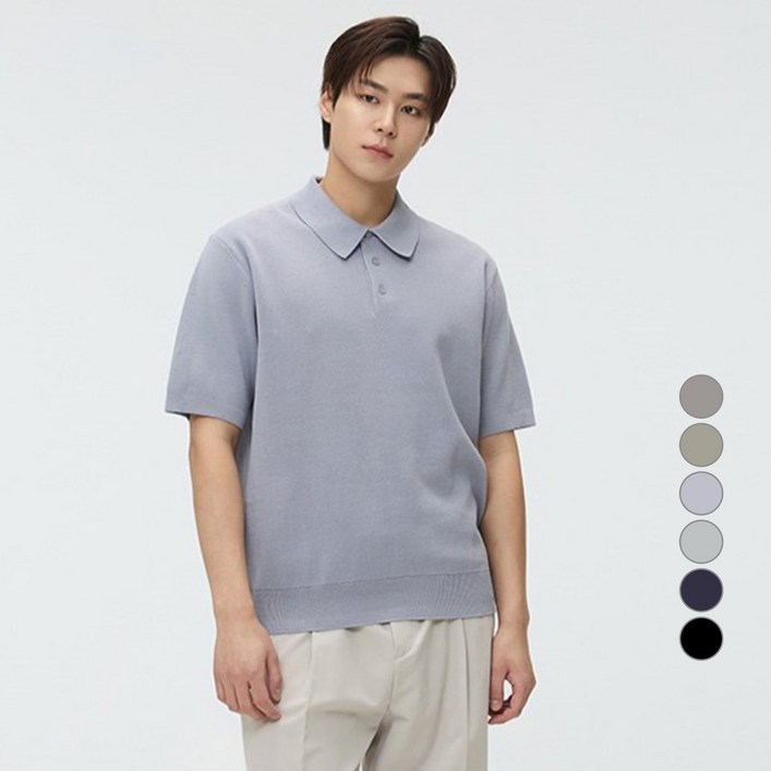 스파오 남성용 쿨 칼라넥 반팔 니트 SPKWF24M01