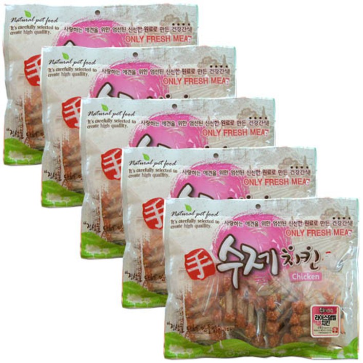 수제치킨 강아지 건조간식, 라이스덤벨치킨, 150g, 5개