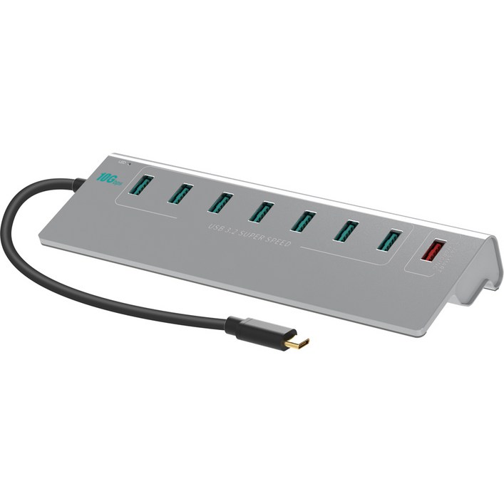 넥스트유 USB-C to A타입 USB 3.2 7포트+퀵차지 1포트 케이블 일체형 USB 허브 NEXT-3372TC-10G