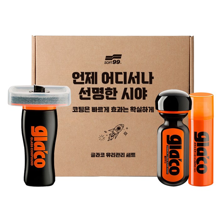 글라코 소프트99 유막제거제 G47 장기 지속 발수코팅제 G19 사이드미러 코팅제 G65X 세트 210ml, 1세트