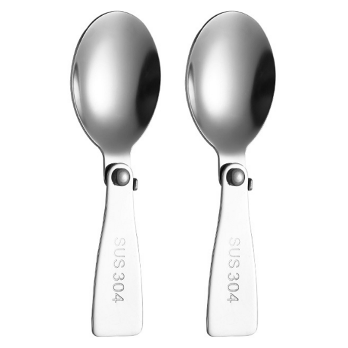 보다모가 접이식 304 스테인레스 커트러리 2단 스푼, 단일색상, 2개