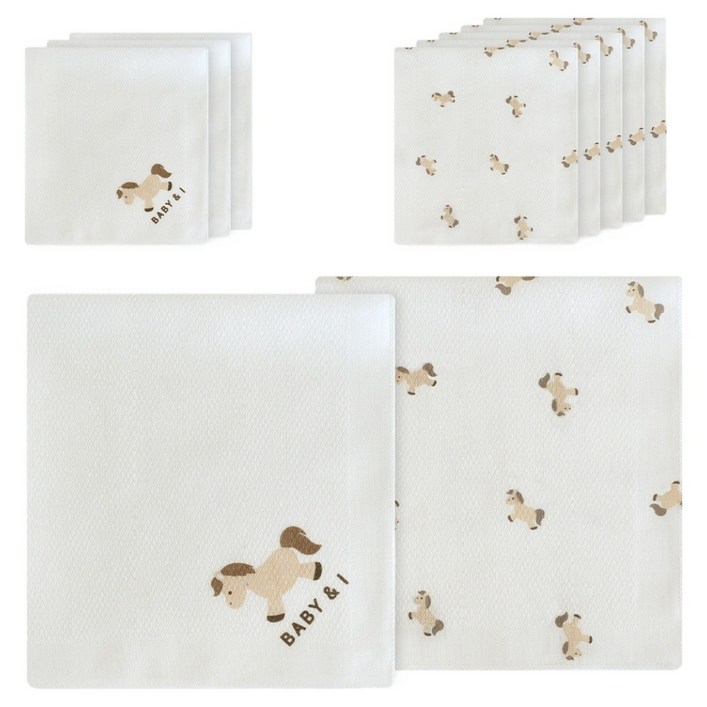 베이비앤아이 순면 나염 손수건 10p