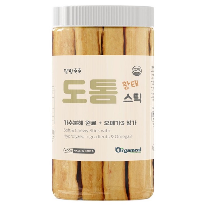 올가밀 강아지 말랑촉촉 도톰스틱, 400g, 1개, 황태