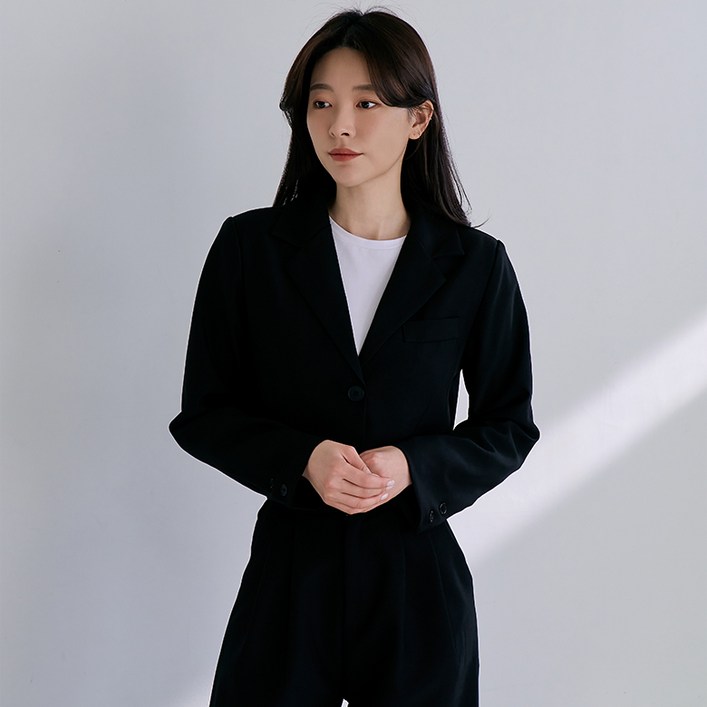 구디프 여성용 라이트 더블버튼 크롭 자켓