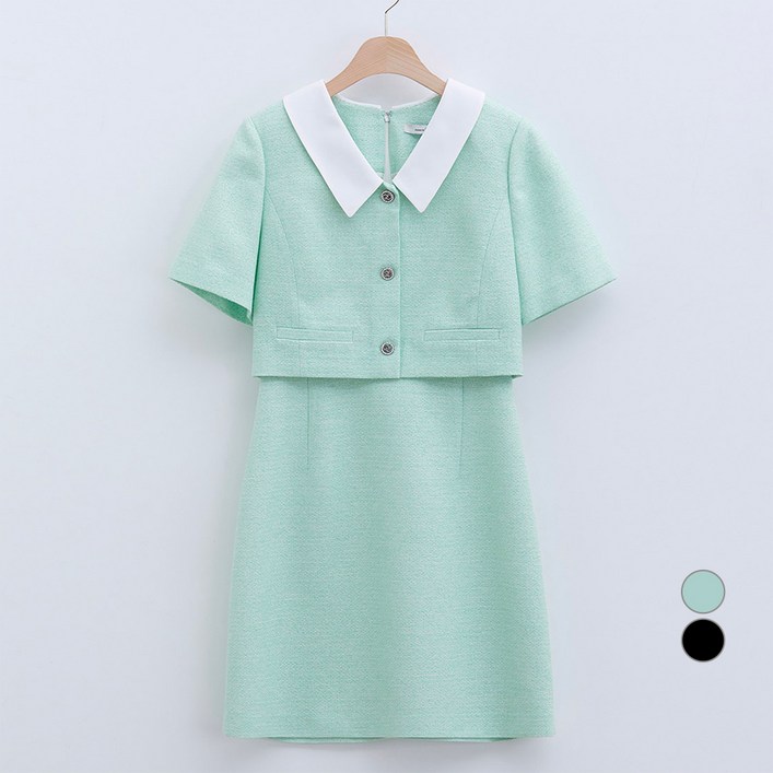 로엠 여성용 카라 트위드 2in1 미니 원피스