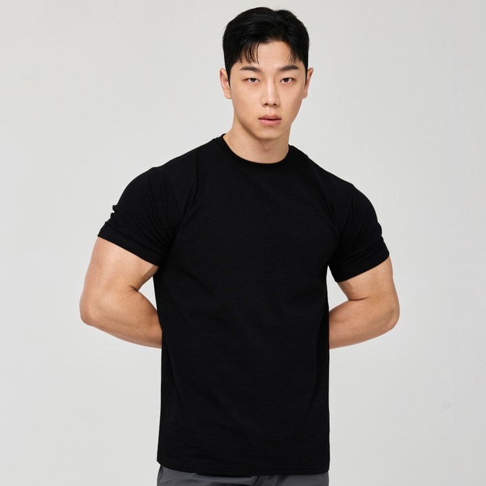 허그본 무지 머슬핏 반팔 티셔츠 허그본 무지 머슬핏 반팔 티셔츠