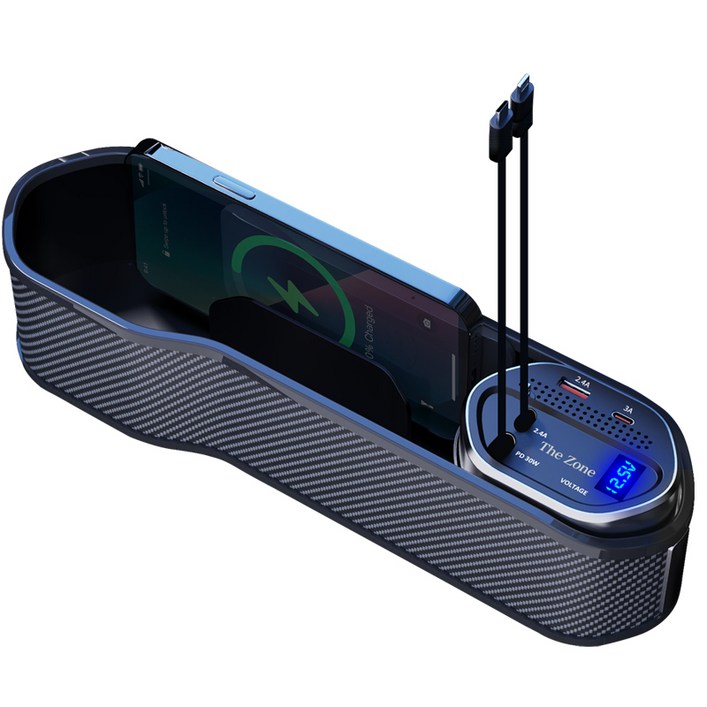 더존 초고속 차량용 스마트 LED 사이드포켓 정리 수납함, 블랙, P300 PD