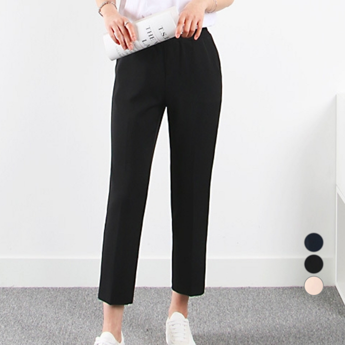 나인뮤즈 허리밴딩 슬랙스 일자핏 빅사이즈여성의류 3XL 데일리 키작녀 리더밴딩팬츠