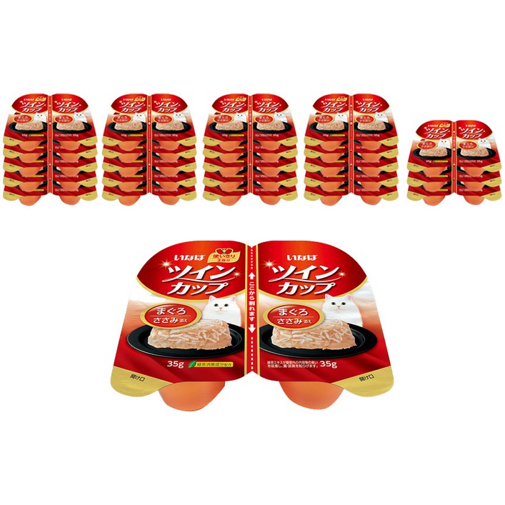 이나바 고양이 트윈컵 테린 간식캔 IMC221, 혼합맛참치닭가슴살, 35g, 24개