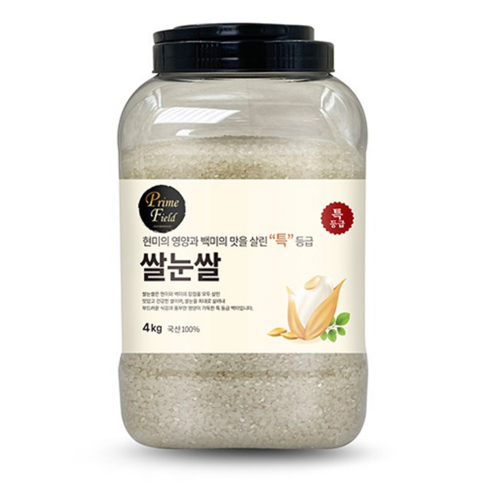 Prime Field 쌀눈쌀 백미, 특등급, 4kg, 1개 Prime Field 쌀눈쌀 백미, 특등급, 4kg, 1개