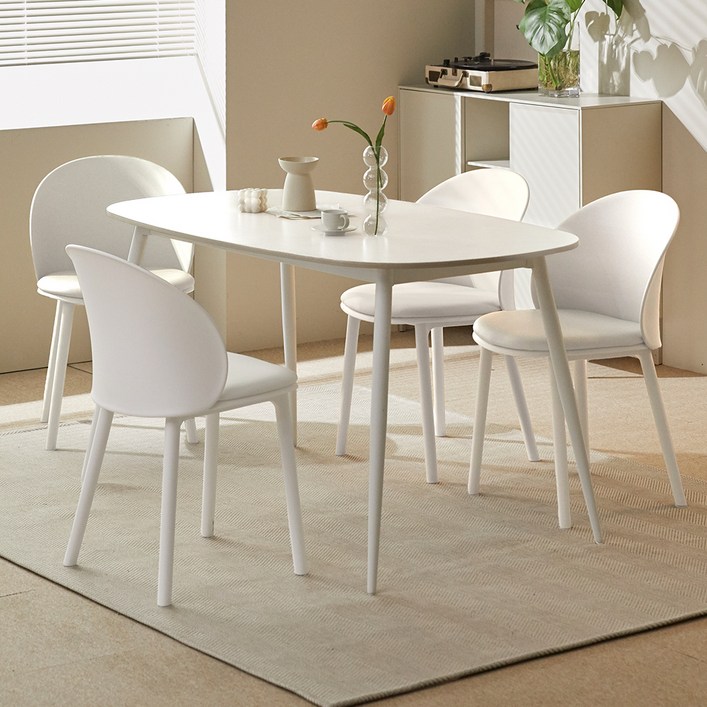 폴인퍼니 비앙카 포세린 세라믹 식탁 1600  의자4p 세트 4인용 방문설치