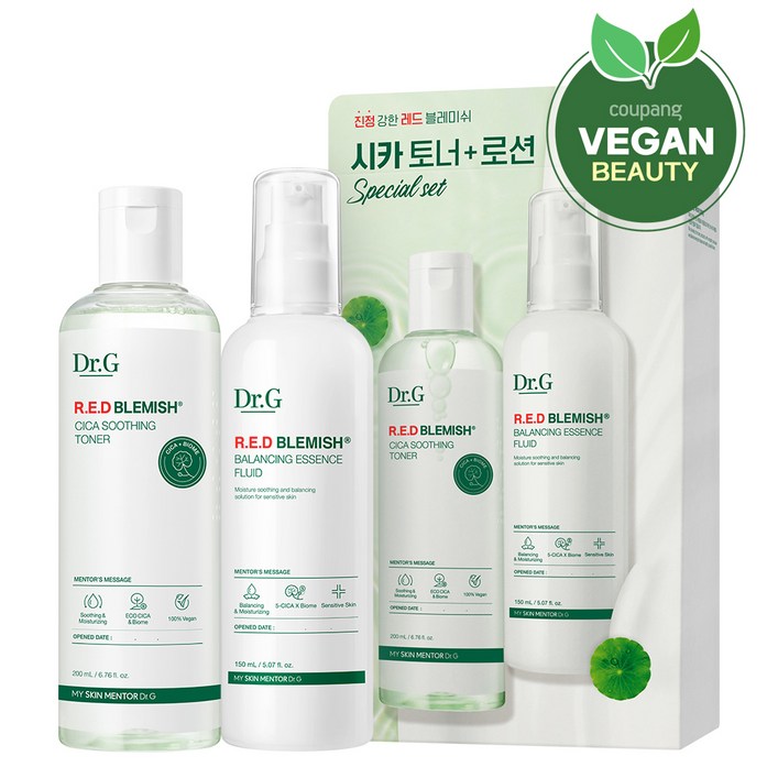 닥터지 레드 블레미쉬 시카 수딩 토너 200ml + 에센스 플루이드 150ml 세트, 1세트