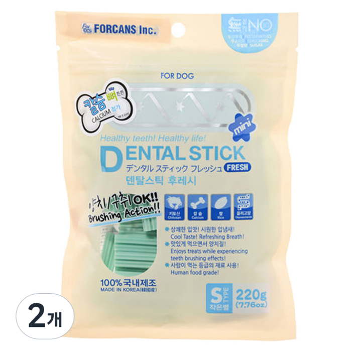 포켄스 반려견용 덴탈스틱, 후레시, 220g, 2개