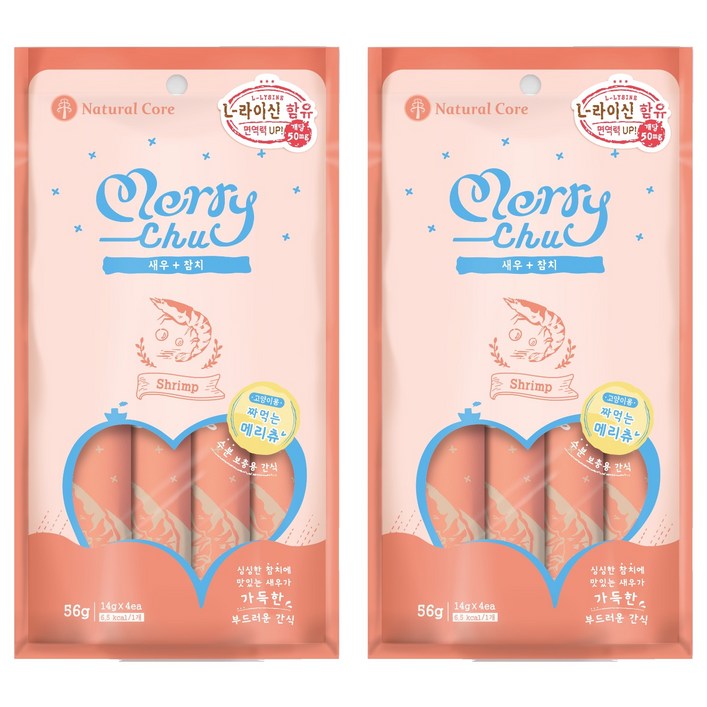 네츄럴코어 메리츄 참치 새우 짜먹는 고양이 간식, 참치새우, 56g, 24개