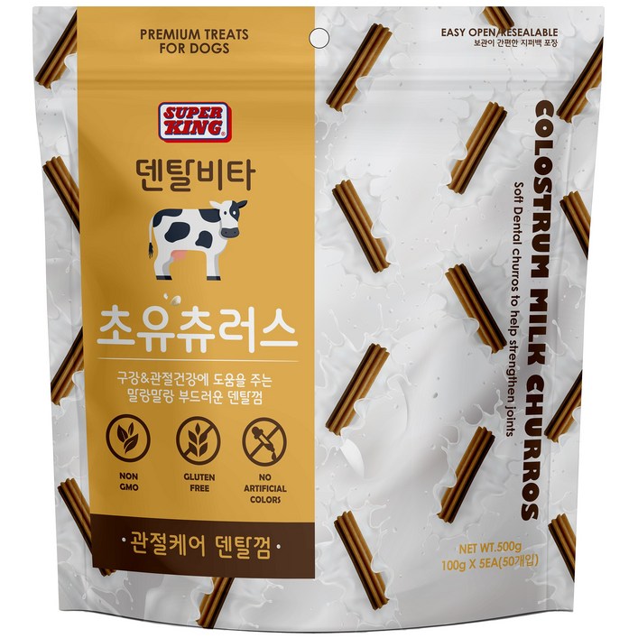 슈퍼킹 강아지 덴탈비타 초유츄러스 강아지 덴탈껌 관절케어, 50개입, 관절케어, 500g, 1개