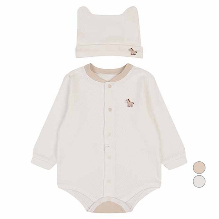 에뜨와 유아용 선물용 면 유네바디수트모자 세트  쇼핑백