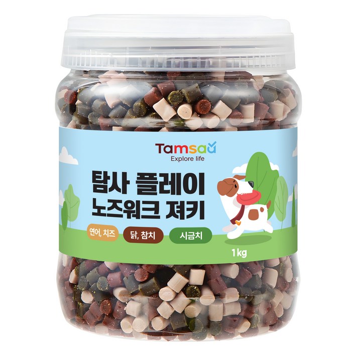 탐사 강아지 간식 플레이 노즈워크 말랑 져키 혼합맛 1kg