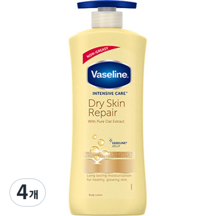 바세린 인텐시브케어 드라이스킨 리페어 바디로션 보습 수분 피부, 600ml, 4개
