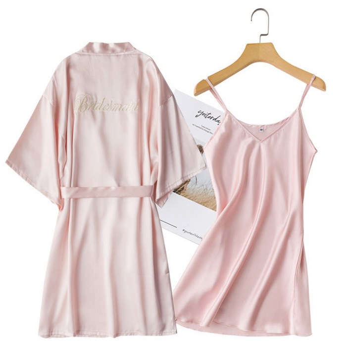 세련된 실크 웨딩 샤워가운  스커트 세트 L