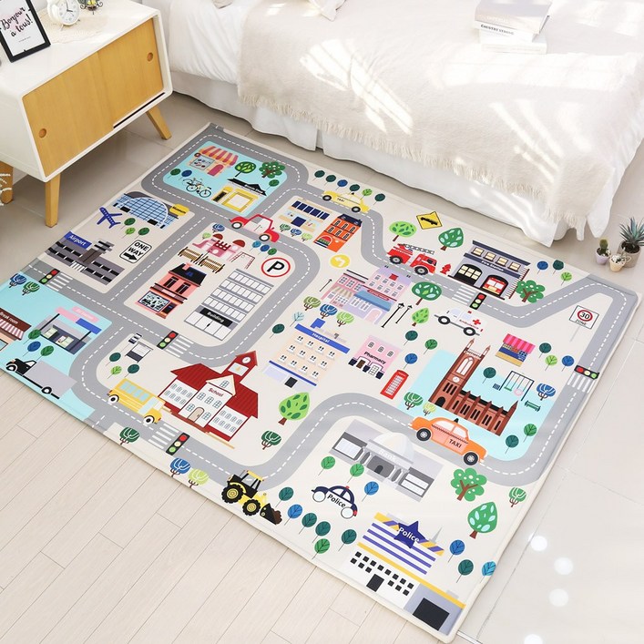 유투 아동용 놀이방 시티라인 자동차 도로매트, 단일색상
