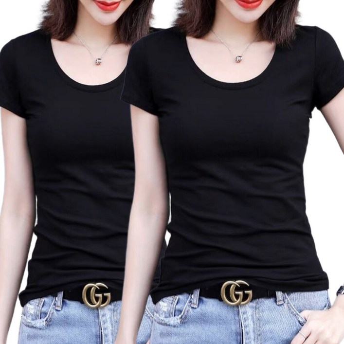 빠른토끼 여성 U넥 반팔티 슬림 이너웨어 반팔 날씬 스판 데일리 무지 유넥 캐주얼 11