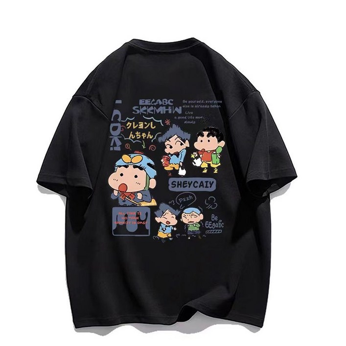 11  320g 짱구티셔츠 순면 빅사이즈 루즈핏 여름용 커플 캐릭터 반팔티셔츠 남여공용 반팔티 귀여운 티셔츠