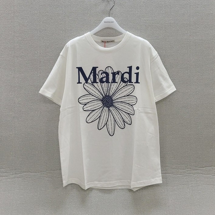 국내정품 마르디메크르디 TSHIRT FLOWERMARDI반팔 티셔츠화이트 네이비