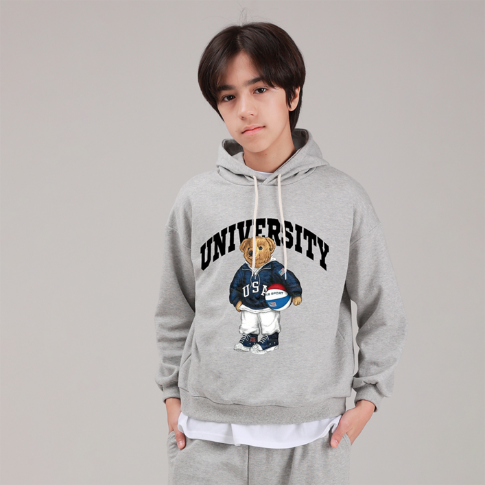 [국내 생산] 마고주니어 주니어용 오버핏 농구곰 후드 티셔츠 [키130/키140/키150/키160]