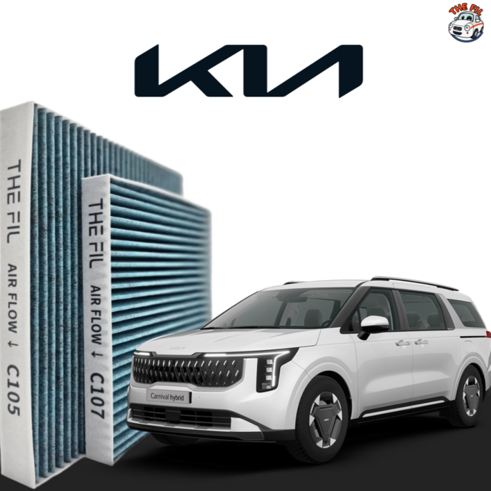 더필 PM0.3 자동차 활성탄 에어컨필터 카니발 전후면 세트, 2세트, 더 뉴 카니발 KA4 하이브리드 전후면 105 107