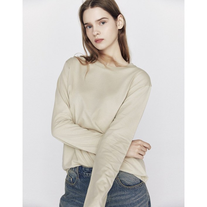 2001아울렛분당점지오다노 NEW 여자 베이직 긴팔 티셔츠 퍼펙트티 05325903