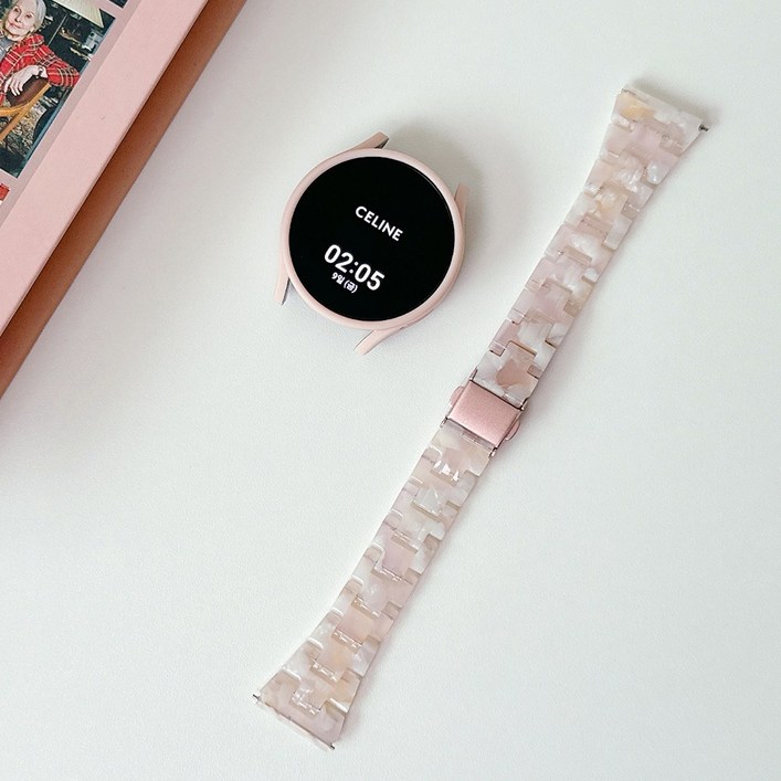 갤럭시 워치 7 스트랩 6 5 4 FE 액티브 1 2 호마이카 호피 아크릴 스트랩, 아이보리, 1개