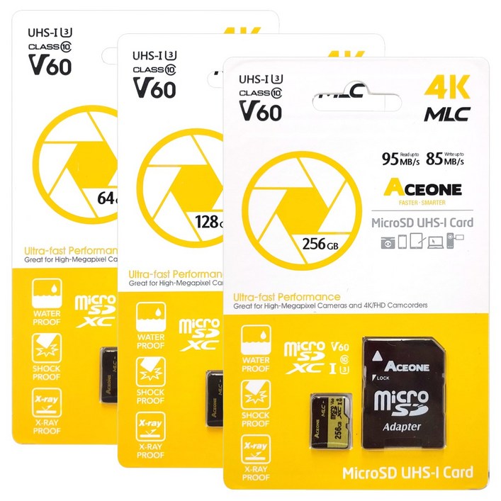에이스원 PRO 마이크로 SD 메모리카드 MLC 액션캠 캠코더 4K, 64G