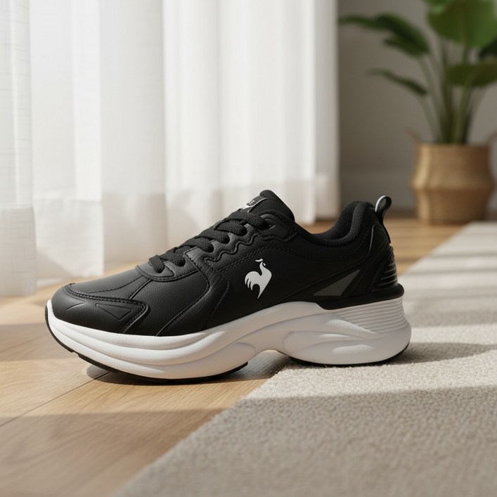 국내백화점판 르꼬끄 우먼스 25신상 벨 하이 클래식 러닝화 운동화 키높이 블랙