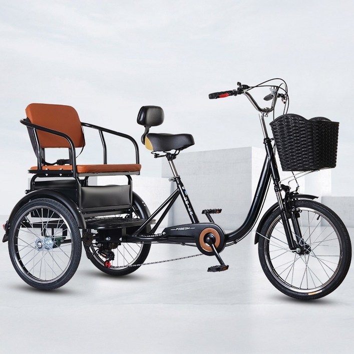 CRUXION 안전한 성인 세발자전거 인력거 어르신 삼륜 노인 등받이 경량 좌석