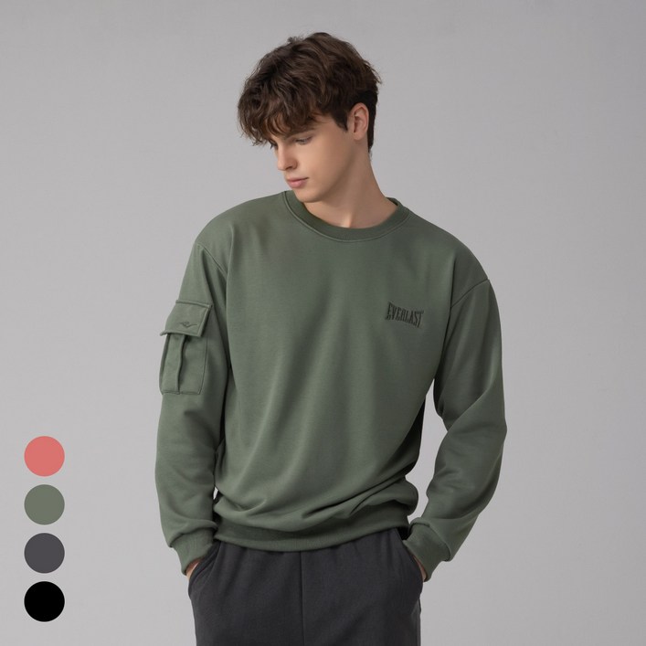 에버라스트 남자 맨투맨 티셔츠 카고포켓 긴팔티
