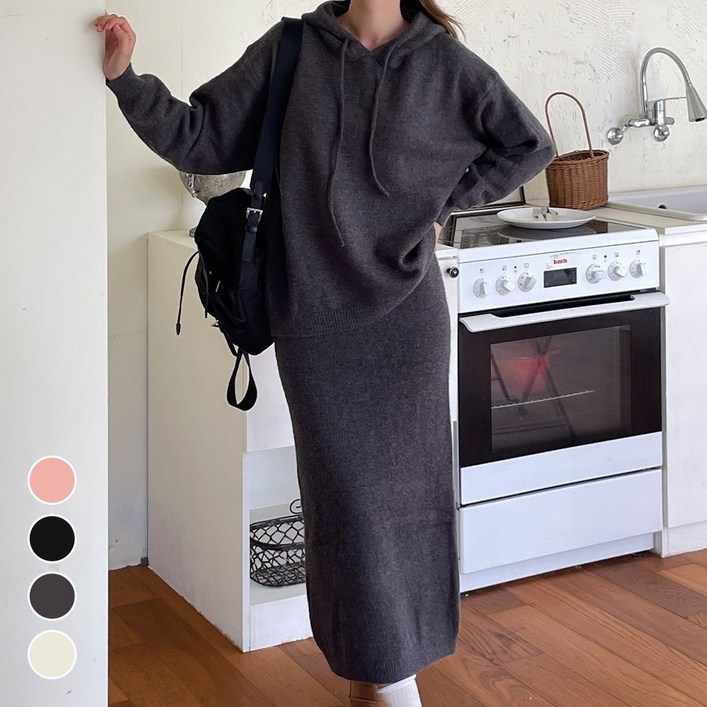 어던무드 울터치 여성 트레이닝복 니트 츄리닝 롱치마 투피스 세트