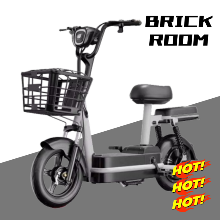 BRICKROOM 전동 스쿠터 자토바이 전기 팻바이크 2인용 출퇴근 자전거 배터리 분리형, 블랙