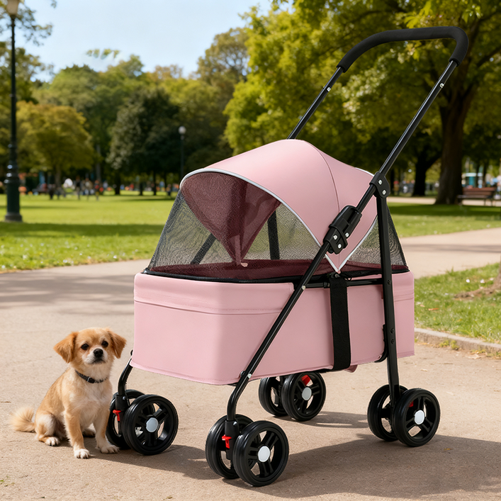 몽글펫 접이식 저상형 강아지 유모차 반려동물 개모차