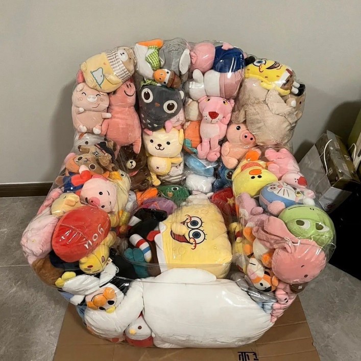 미누네 투명 인형보관함 쇼파 의자 인테리어 수납함, 1개, 클리어 L