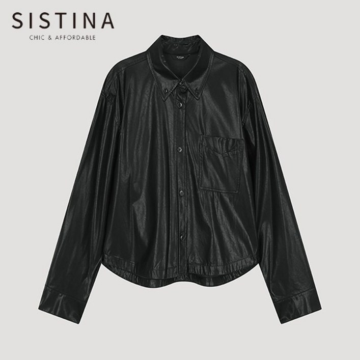 시스티나 에코 레더 크롭 셔츠 AWWSTO31060 BK