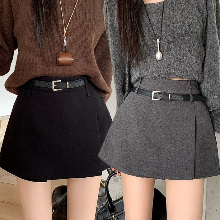 모던허니 여성 겨울 랩 치마 바지 벨트세트 출근룩 데이트룩