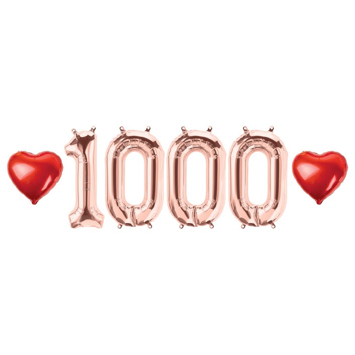1000일 기념 축하 이벤트 커플 아기 결혼 숫자 하트 풍선 세트 - 쇼핑뉴스