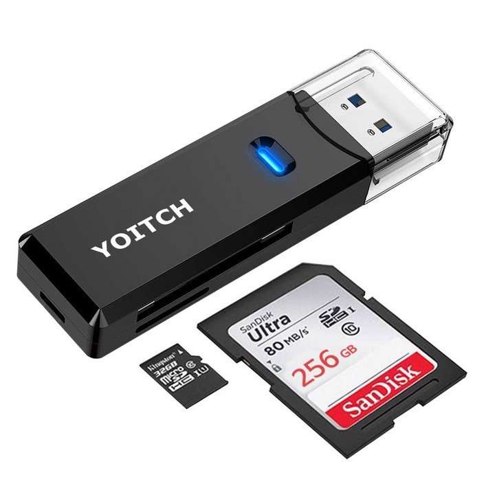 요이치 USB 3.0 SD카드 리더기, YGCR300, 블랙