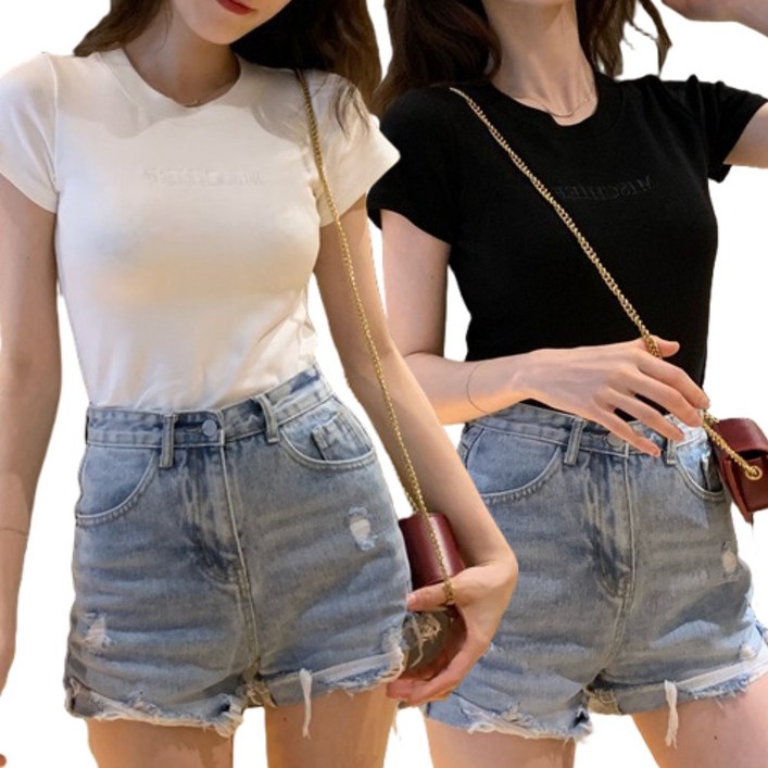 베르슈어 캐주얼 레터링 자수 반팔티 2종 세트