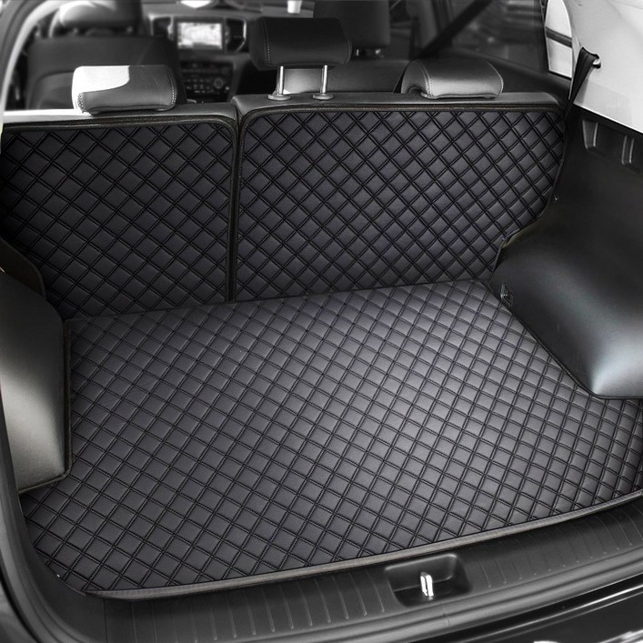 지엠지모터스 퀼팅 가죽 트렁크매트 풀세트, 싼타페DM5인승1215, 올블랙