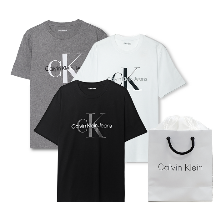 캘빈클라인 남여공용 기념일 선물용 베이직 로고 디자인 반팔티 쇼핑백 포함 상품
