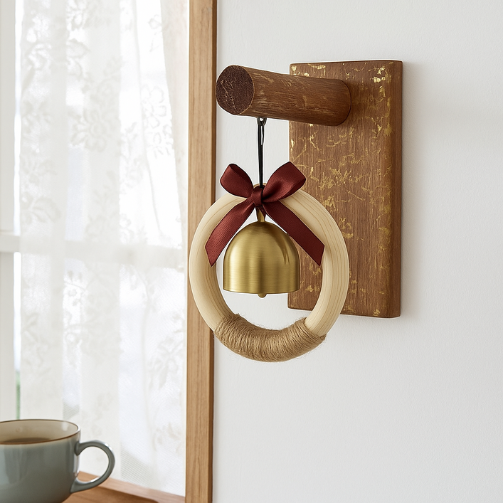 온워드플래닛 나만의 감성적인 공간 집들이 선물 고급 감성우드 소재 향나무 풍경 인테리어 도어벨, 향나무 도어벨