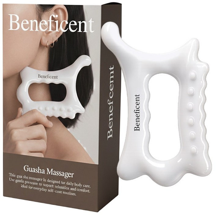 베네피센트 괄사 마사지기 두피 붓기 림프순환 얼굴 승모근, 화이트, 1개